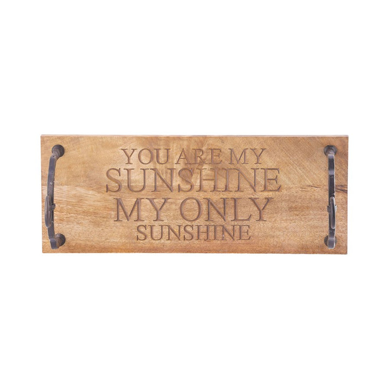 Atlas Lighting You Are My Sunshine 24in Natural Wood Swing | Traditional Mango & Black Metal | Entryway & Wall Decor | Model AC11691-01