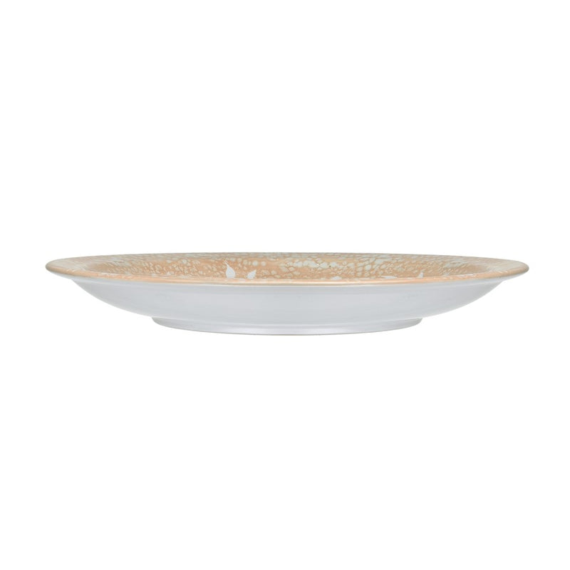 Atlas Lighting Yvonne 18in Round Decorative Charger | Cream Glazed Earthenware with White Floral | Dining Room & Tabletop Accent | Model AC11692-01
