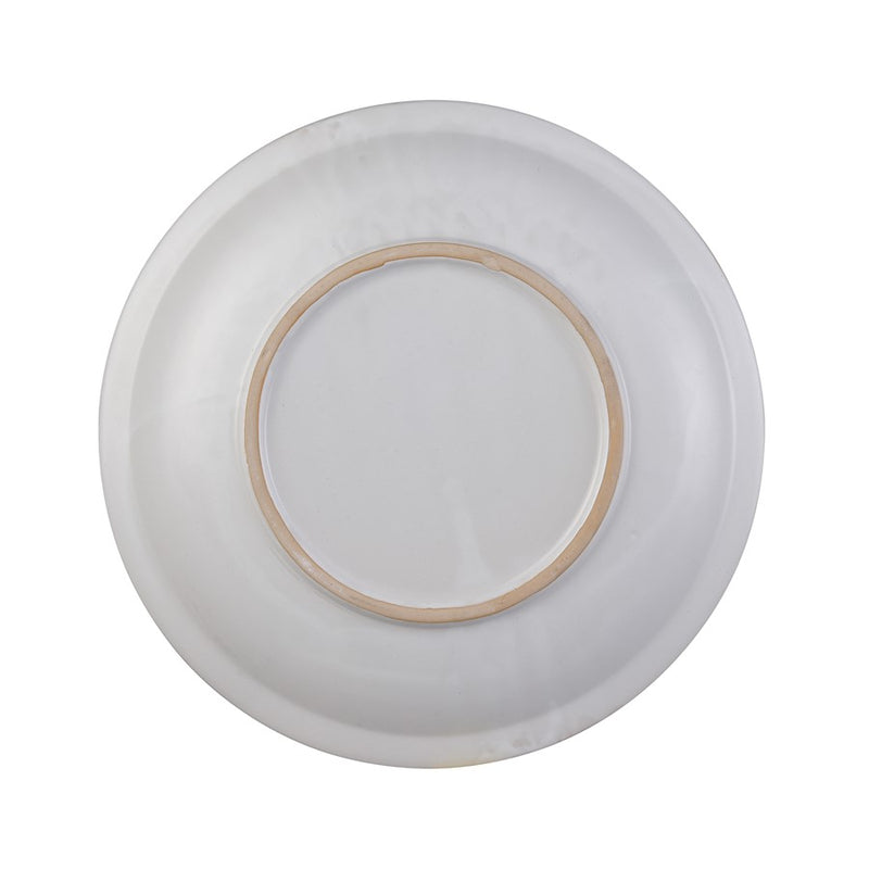Atlas Lighting Yvonne 18in Round Decorative Charger | Cream Glazed Earthenware with White Floral | Dining Room & Tabletop Accent | Model AC11692-01