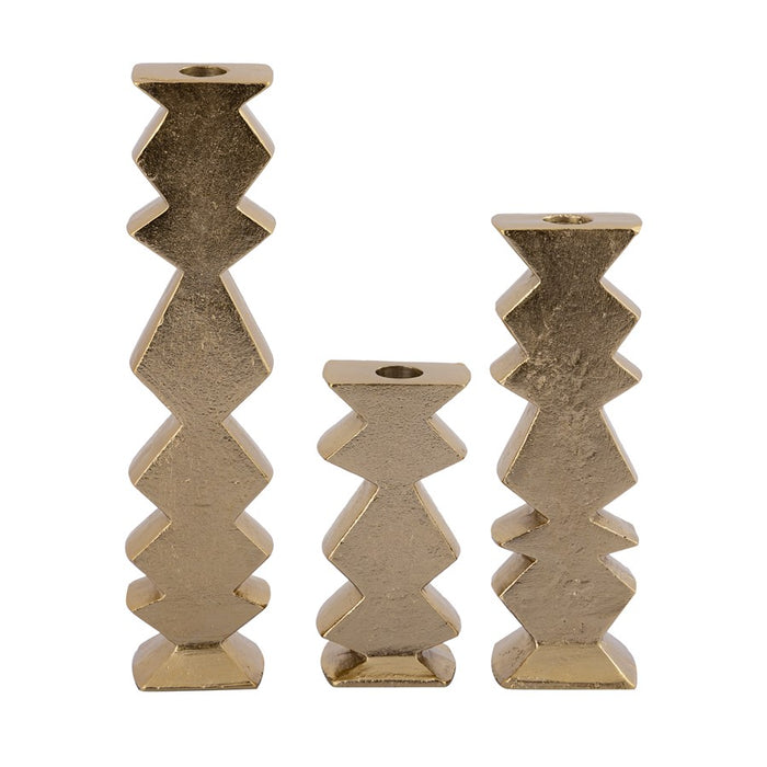 Atlas Lighting Zig Zag Taper Holder, Set of 3, Aged Brass