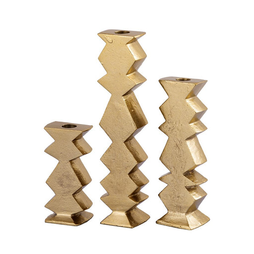 Atlas Lighting Zig Zag Taper Holder, Set of 3, Aged Brass