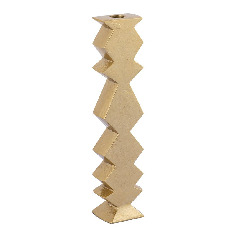 Atlas Lighting Zig Zag 12in Taper Candle Holder Set of 3 | Aged Brass Metal | Dining Table & Mantel Decor | 2.5 x 1.5 x 12 in | Model AC11694-01S