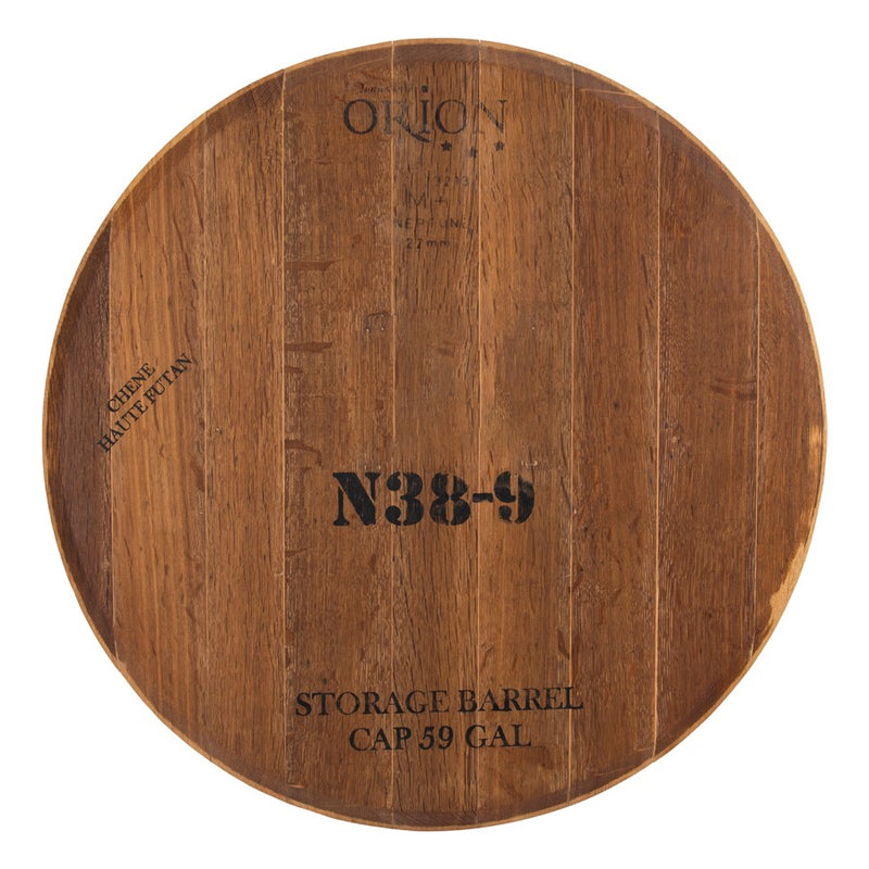 Atlas Lighting Wine Cask Lazy Susan | Natural Wood & Black Metal Traditional Decor | Kitchen & Dining Table Serving | Model AC11701-01