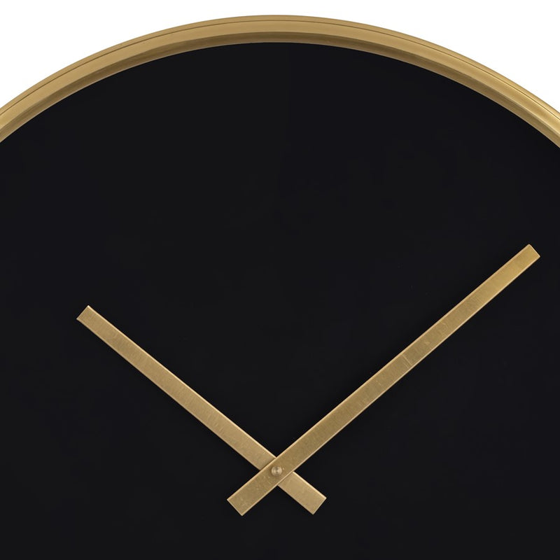 Atlas Lighting Onyx 16in Round Wall Clock | Black Wood Composite and Gold Metal | Living Room & Office | 16 x 16 x 2 in | Model CK11009-01