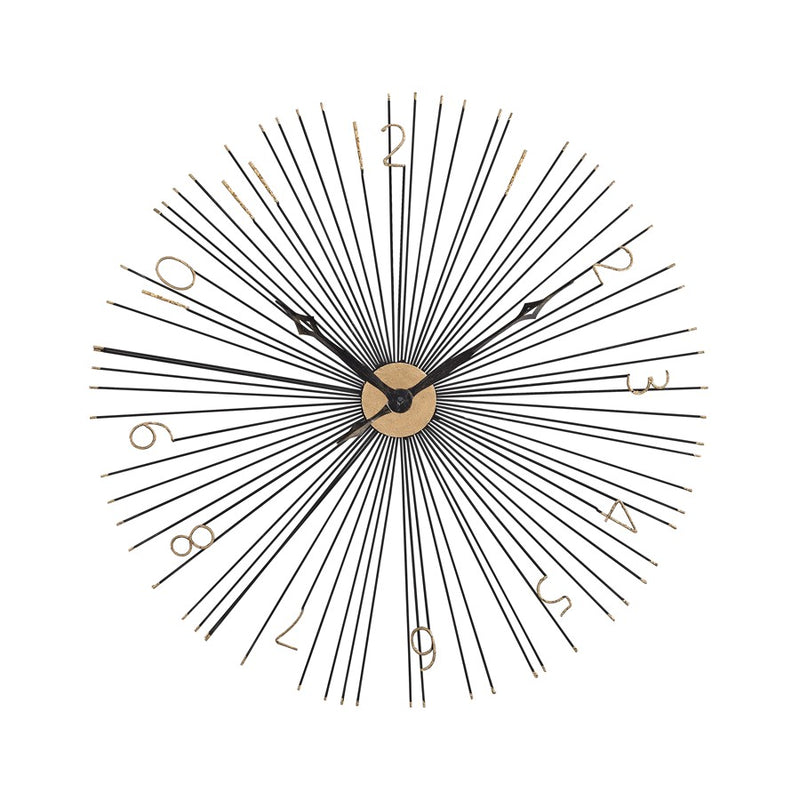 Atlas Lighting Shockfront 36in Round Wall Clock | Black and Gold Metal | Living Room & Office | 36 x 36 x 1 in | Model CK11013-01