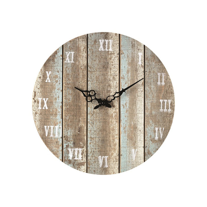 Atlas Lighting Wooden Roman Wall Clock, Weathered Blue