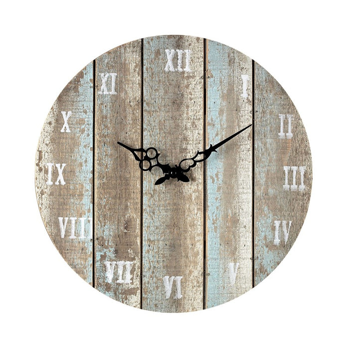 Atlas Lighting Wooden Roman Wall Clock, Weathered Blue