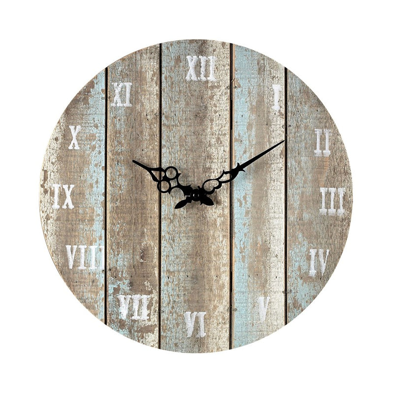 Atlas Lighting Wooden Roman Wall Clock, Weathered Blue