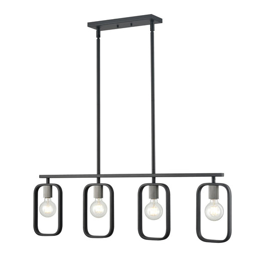 Atlas Lighting 39''W 4Lt Linear Chandelier, Black/Nickel Sockets