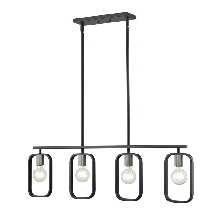 Atlas Lighting 39''W 4Lt Linear Chandelier, Black/Nickel Sockets