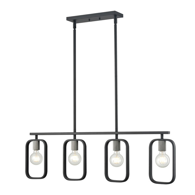 Atlas Lighting 39in 4-Light Linear Chandelier | Black Metal Rectangular | Kitchen Island & Dining Room | 39 x 4.49 x 12.05 in | Model CL11002-BK