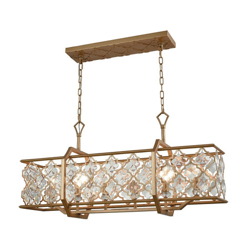 Atlas Lighting Armand 35'' Wide 6Lt Linear Chandelier, Gold/Gold