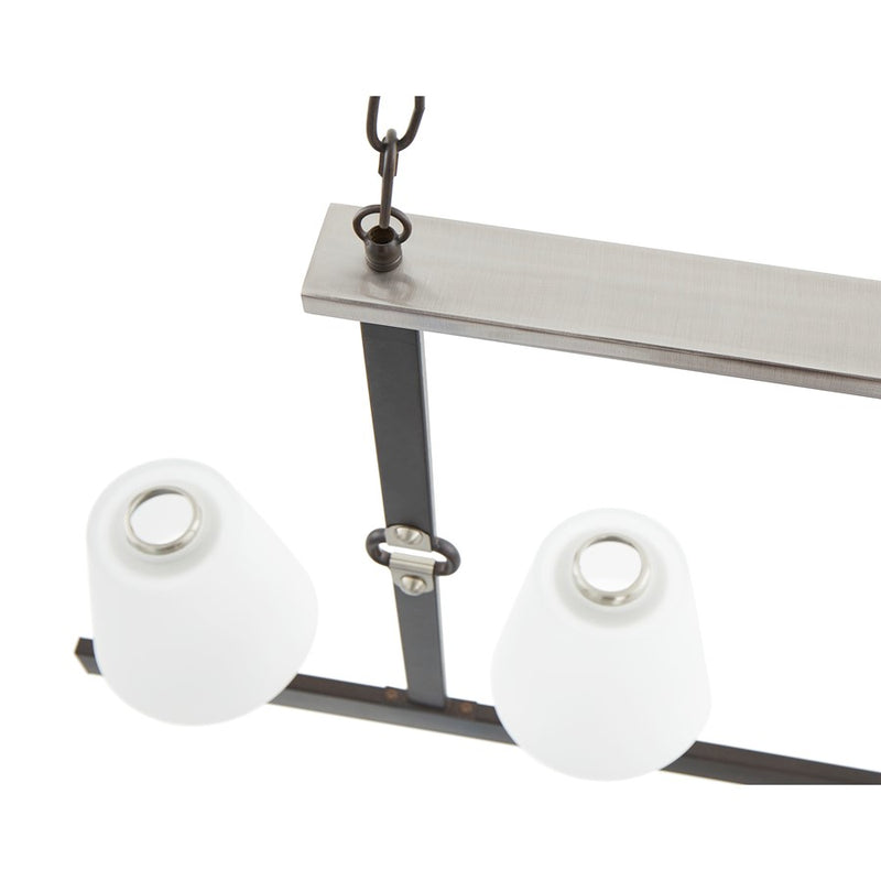 Atlas Armstrong Grove 36in 4-Light Linear Chandelier | Transitional Charcoal and Satin Nickel with White Glass | Kitchen Island | Model CL11004-BK