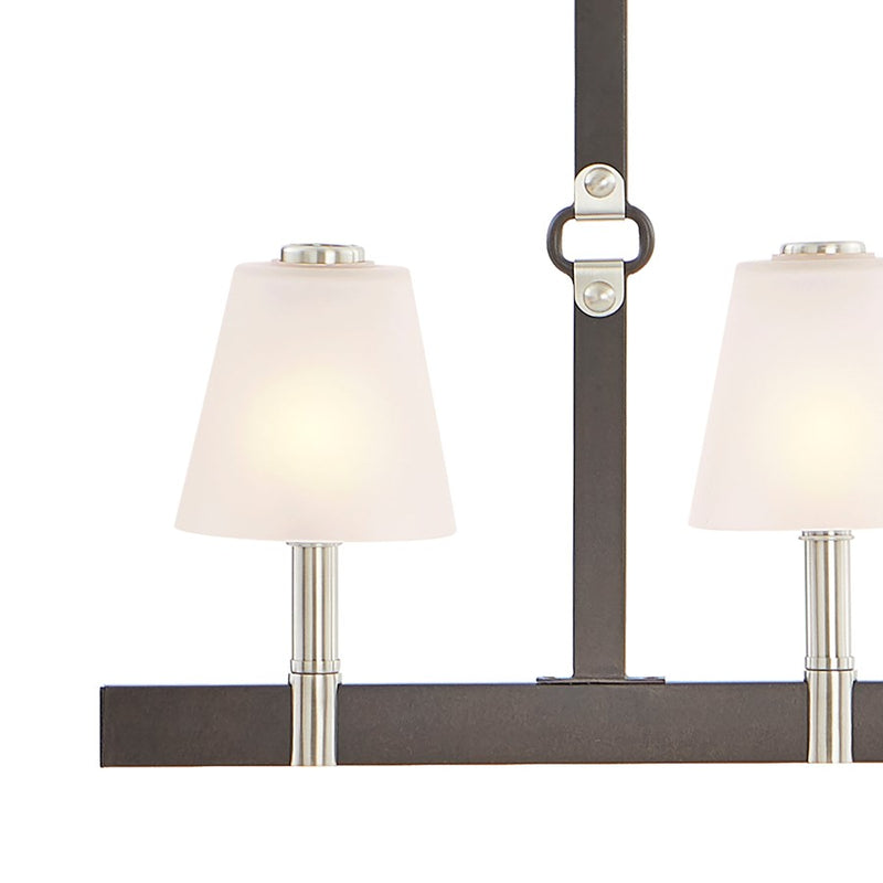 Atlas Armstrong Grove 36in 4-Light Linear Chandelier | Transitional Charcoal and Satin Nickel with White Glass | Kitchen Island | Model CL11004-BK