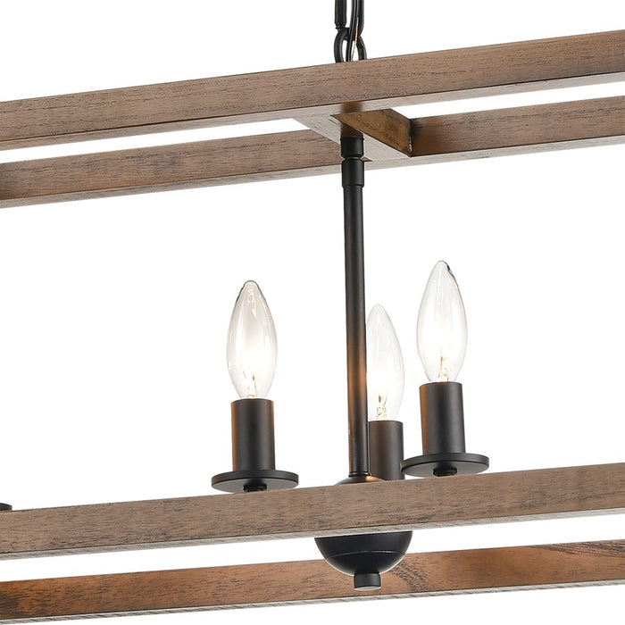 Atlas Lighting Barrow 36'' Wide 6Lt Linear Chandelier, Matte Black