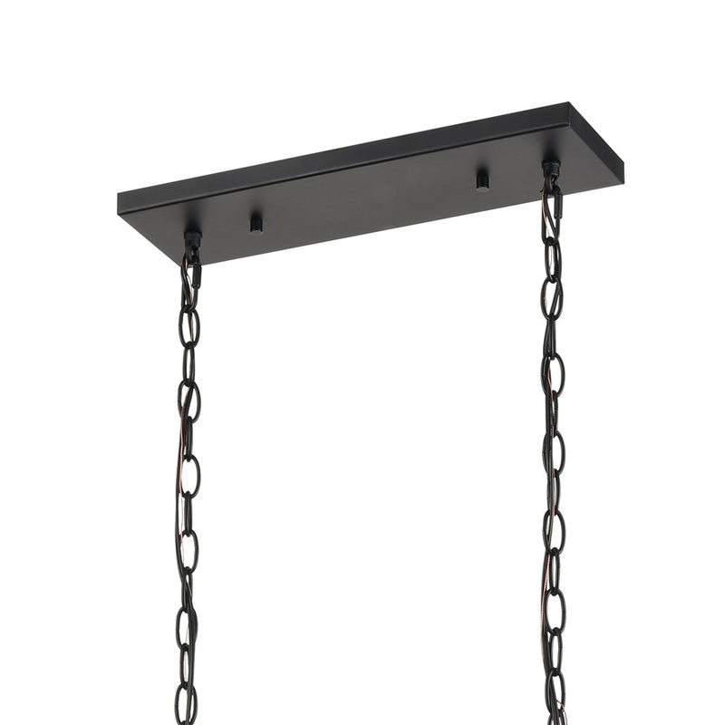 Atlas Barrow 36in 6-Light Linear Chandelier | Transitional Birchwood and Matte Black Metal | Kitchen Island & Dining Room | Model CL11005-NA
