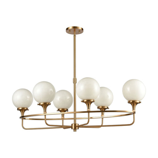 Atlas Lighting Beverly Hills 38''W 6Lt Linear Chandelier, BR/WH