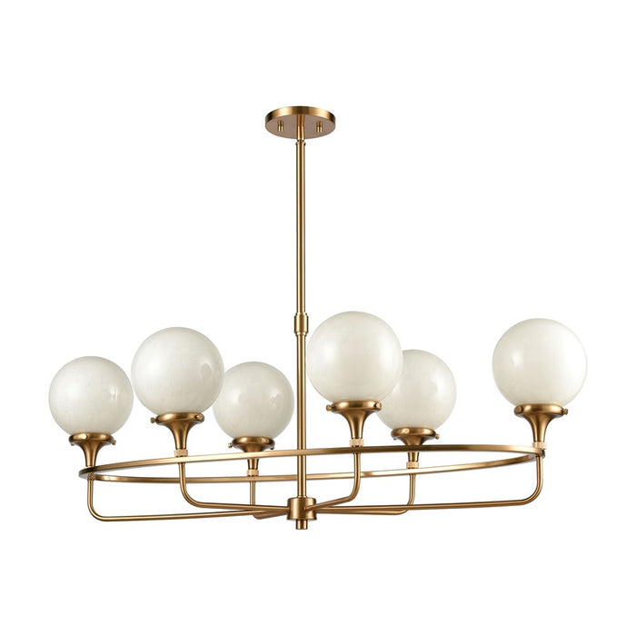 Atlas Lighting Beverly Hills 38''W 6Lt Linear Chandelier, BR/WH