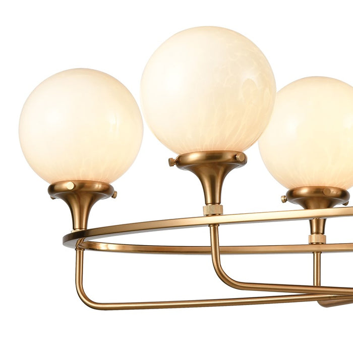 Atlas Lighting Beverly Hills 38''W 6Lt Linear Chandelier, BR/WH