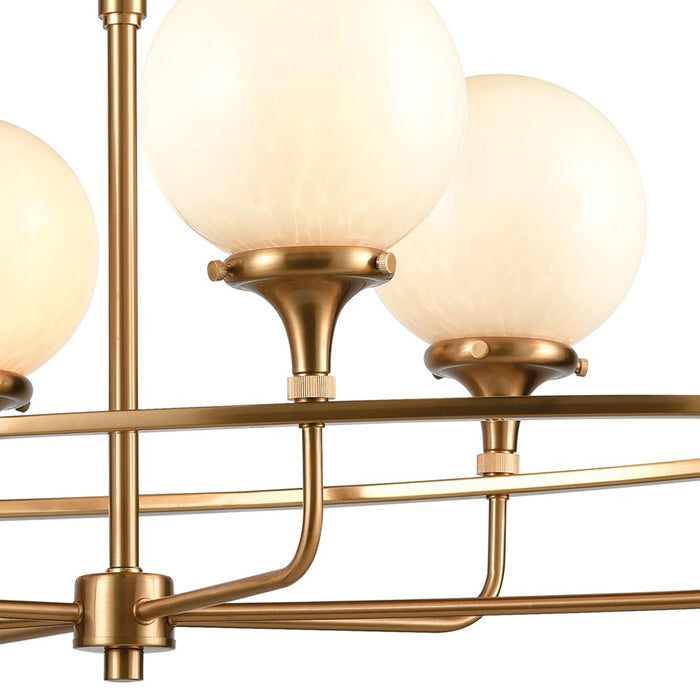 Atlas Lighting Beverly Hills 38''W 6Lt Linear Chandelier, BR/WH