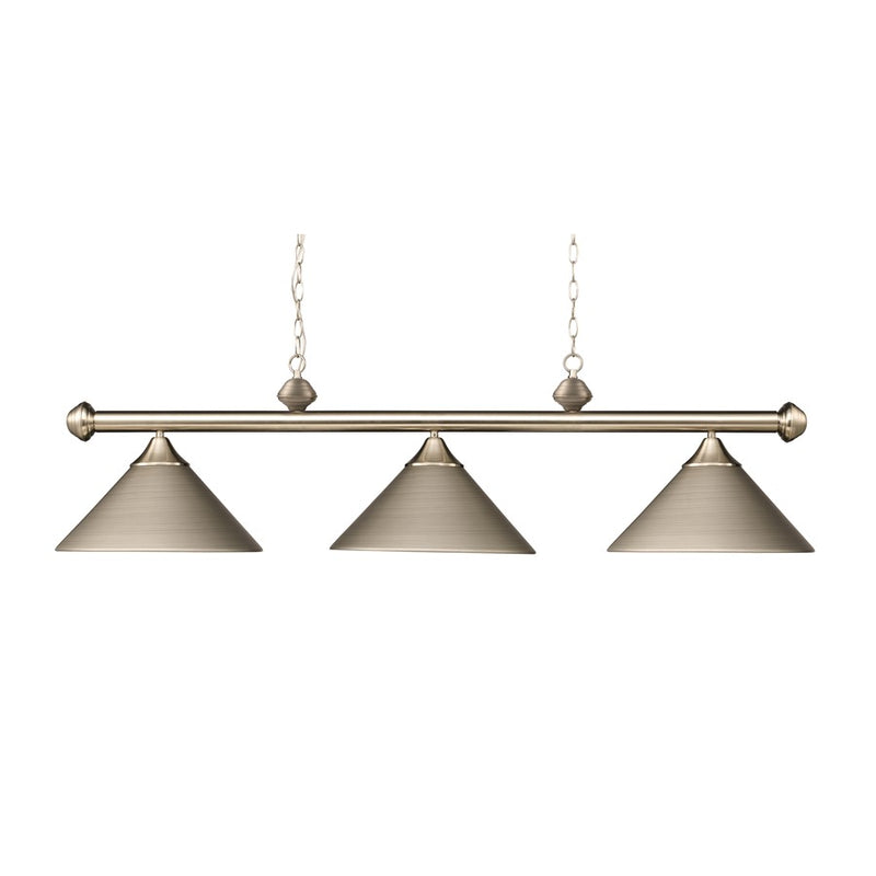Atlas Lighting Casual Traditions 51in 3-Light Linear Chandelier | Transitional Satin Nickel Metal | Kitchen Island & Dining Room | Model CL11008-NK