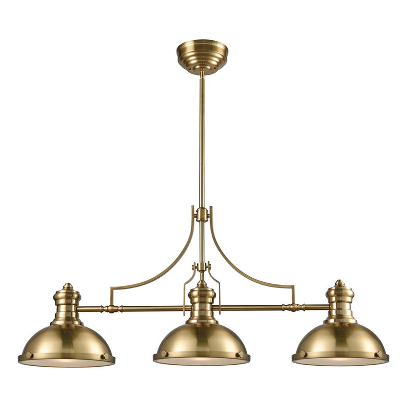 Atlas Lighting Chadwick 47in 3-Light Chandelier | Transitional Satin Brass Metal | Dining Room & Living Room | 47 x 13 x 21 in | Model CL11009-BS1