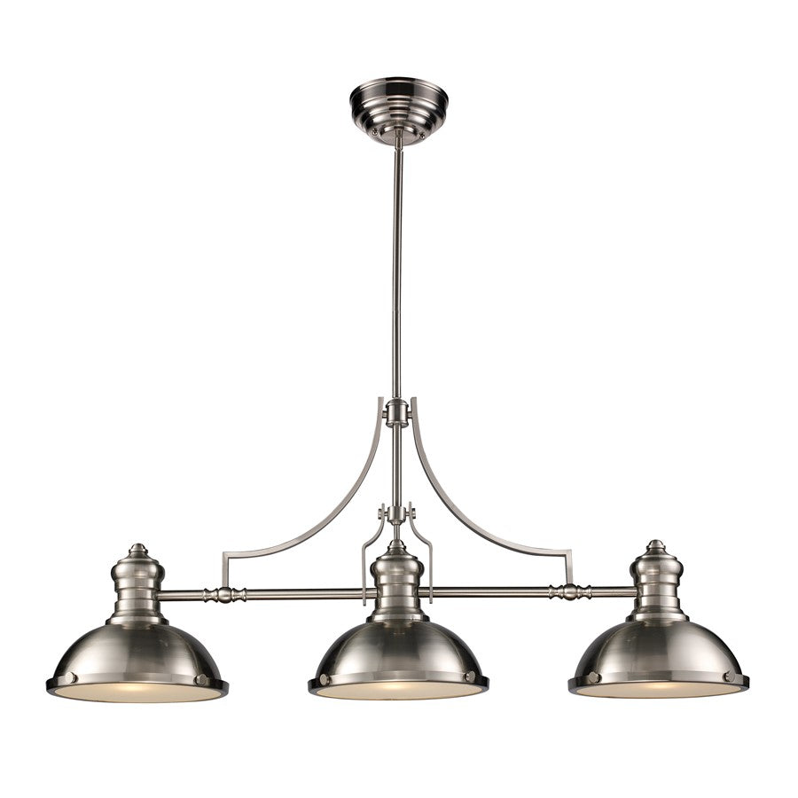 Atlas Lighting Chadwick 47'' Wide 3Lt Linear Chandelier, Nickel