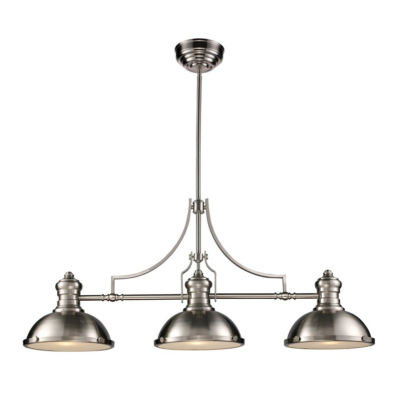 Atlas Lighting Chadwick 47in 3-Light Chandelier | Transitional Satin Nickel and Nickel Metal | Kitchen Island & Dining Room | Model CL11009-NK1