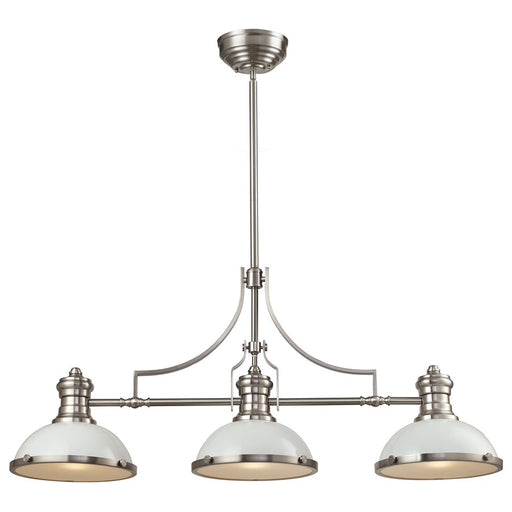 Atlas Lighting Chadwick 47in 3-Light Chandelier | Transitional Satin Nickel and White Metal | Kitchen Island & Dining Room | Model CL11009-NK2