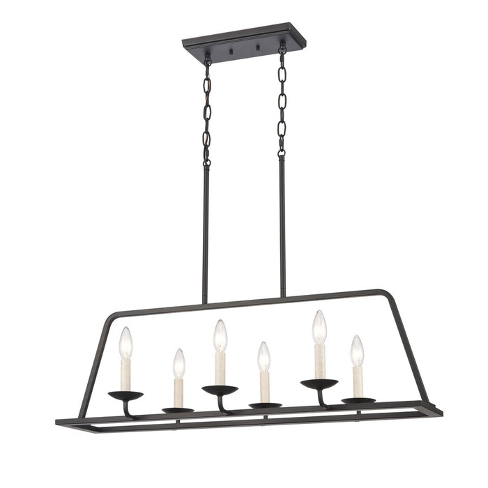 Atlas Lighting Ellisville 34'' Wide 6Lt Chandelier, Matte Black