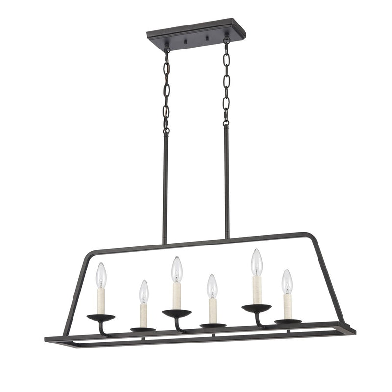 Atlas Lighting Ellisville 34in 6-Light Chandelier | Transitional Matte Black and Antique White Metal | Dining Room & Living Room | Model CL11013-BK