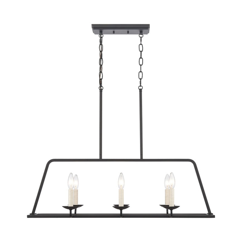 Atlas Lighting Ellisville 34in 6-Light Chandelier | Transitional Matte Black and Antique White Metal | Dining Room & Living Room | Model CL11013-BK