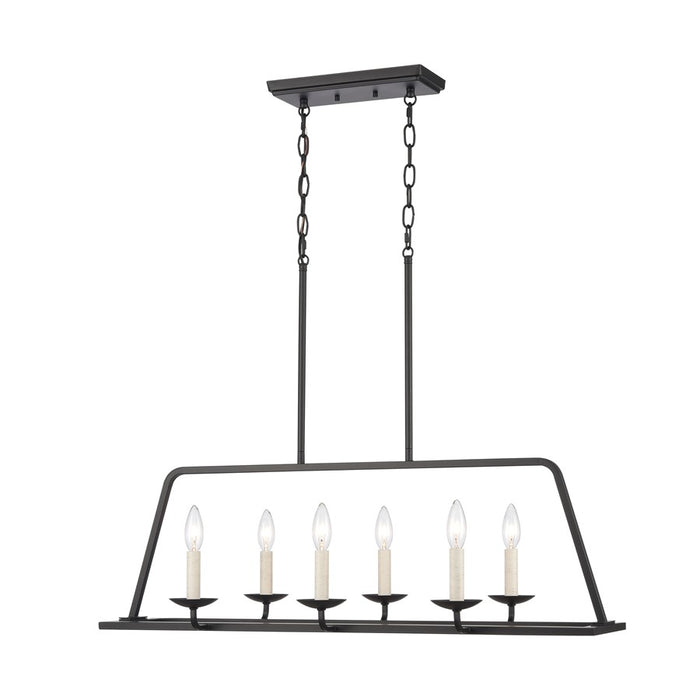 Atlas Lighting Ellisville 34'' Wide 6Lt Chandelier, Matte Black