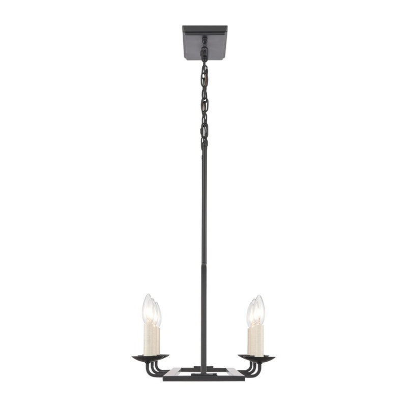 Atlas Lighting Ellisville 34in 6-Light Chandelier | Transitional Matte Black and Antique White Metal | Dining Room & Living Room | Model CL11013-BK