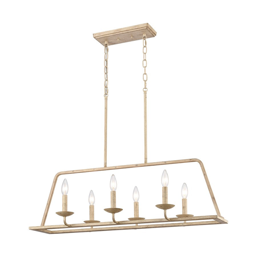 Atlas Lighting Ellisville 34'' Wide 6Lt Chandelier, Antique Cream