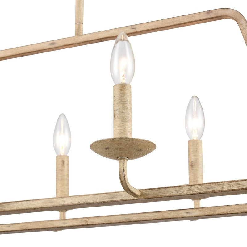 Atlas Lighting Ellisville 34'' Wide 6Lt Chandelier, Antique Cream
