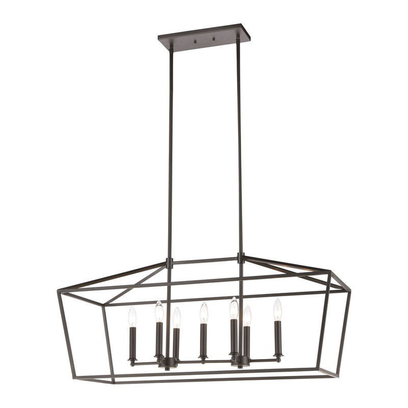 Atlas Lighting Fairfax 36in 7-Light Linear Chandelier | Transitional Oil Rubbed Bronze Metal | Dining Room & Kitchen Island | Model CL11014-BZ