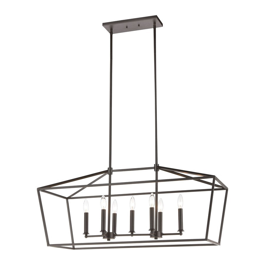 Atlas Lighting Fairfax 36'' Wide 7Lt Linear Chandelier, Bronze