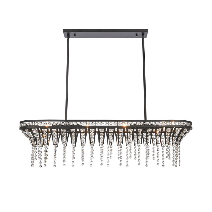 Atlas Lighting Fantania 36''W 4Lt Linear Chandelier, Black/Clear