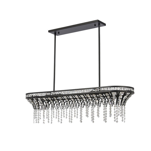 Atlas Lighting Fantania 36''W 4Lt Linear Chandelier, Black/Clear