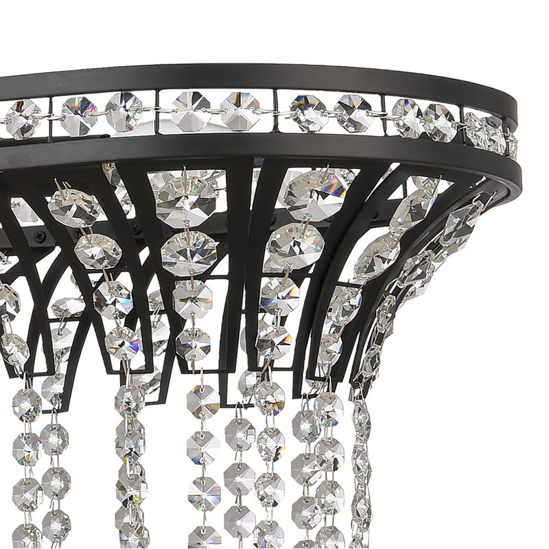 Atlas Lighting Fantania 36in 4-Light Linear Chandelier | Traditional Matte Black and Clear Crystal | Dining Room & Living Room | Model CL11015-BK