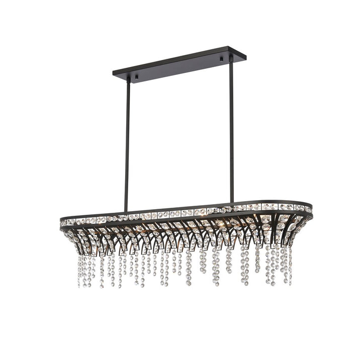 Atlas Lighting Fantania 36''W 4Lt Linear Chandelier, Black/Clear