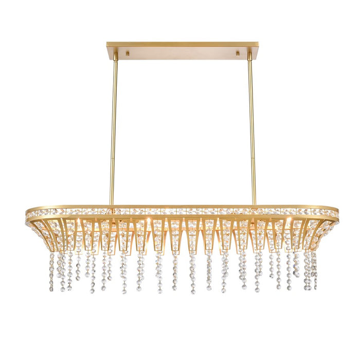 Atlas Lighting Fantania 36'' Wide 4Lt Linear Chandelier, Gold/Clear