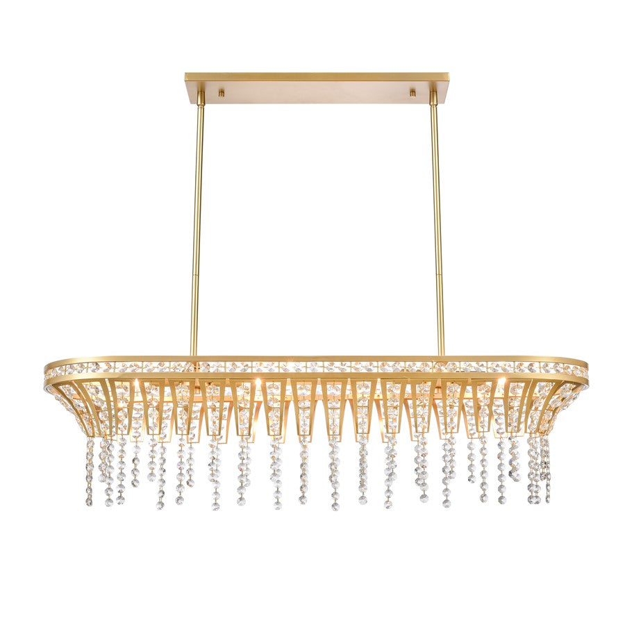 Atlas Lighting Fantania 36'' Wide 4Lt Linear Chandelier, Gold/Clear