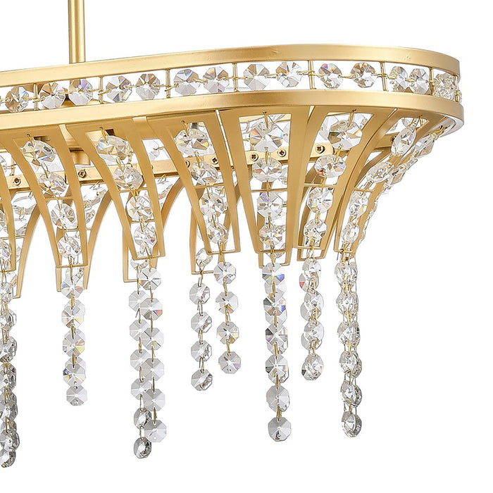 Atlas Lighting Fantania 36'' Wide 4Lt Linear Chandelier, Gold/Clear