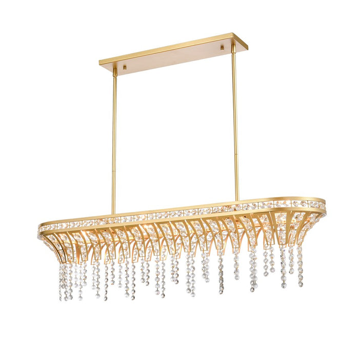 Atlas Lighting Fantania 36'' Wide 4Lt Linear Chandelier, Gold/Clear