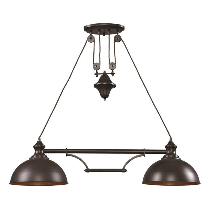 Atlas Lighting Farmhouse 44'' Wide 2Lt Linear Chandelier, Bronze