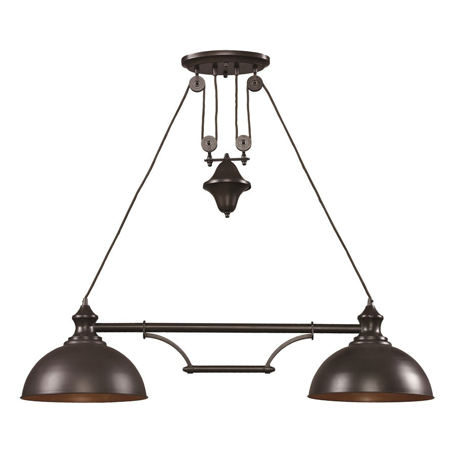 Atlas Lighting Farmhouse 44'' Wide 2Lt Linear Chandelier, Bronze