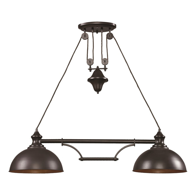 Atlas Lighting Farmhouse 44in 2-Light Linear Chandelier | Transitional Oil Rubbed Bronze Metal | Kitchen Island & Dining Room | Model CL11016-BZ