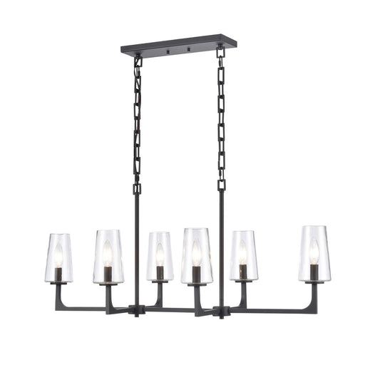 Atlas Lighting Fitzroy 36'' Wide 6Lt Linear Chandelier, Black/Clear